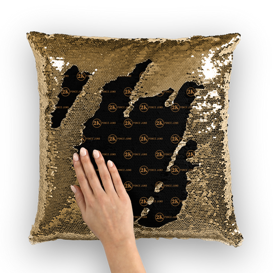 2K Gold & Black Sequin Pillow Cover
