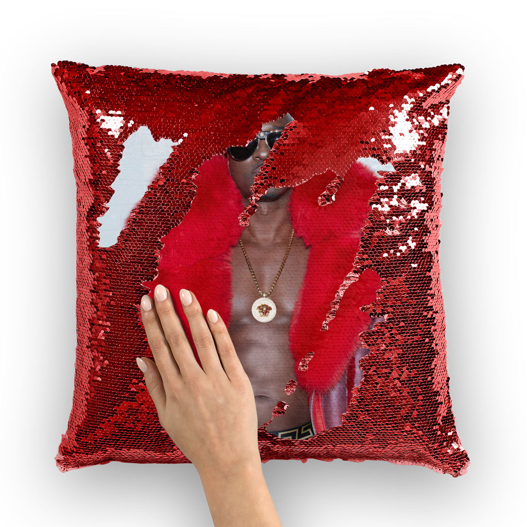 2K Bare Red Photo Sequin Pillow Cover