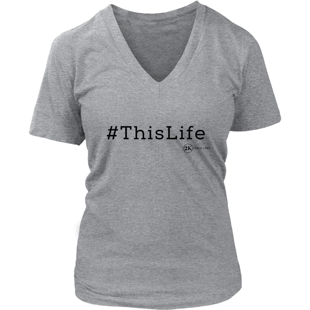 #ThisLife Custom Tees - District Womens V-Neck / Heathered 