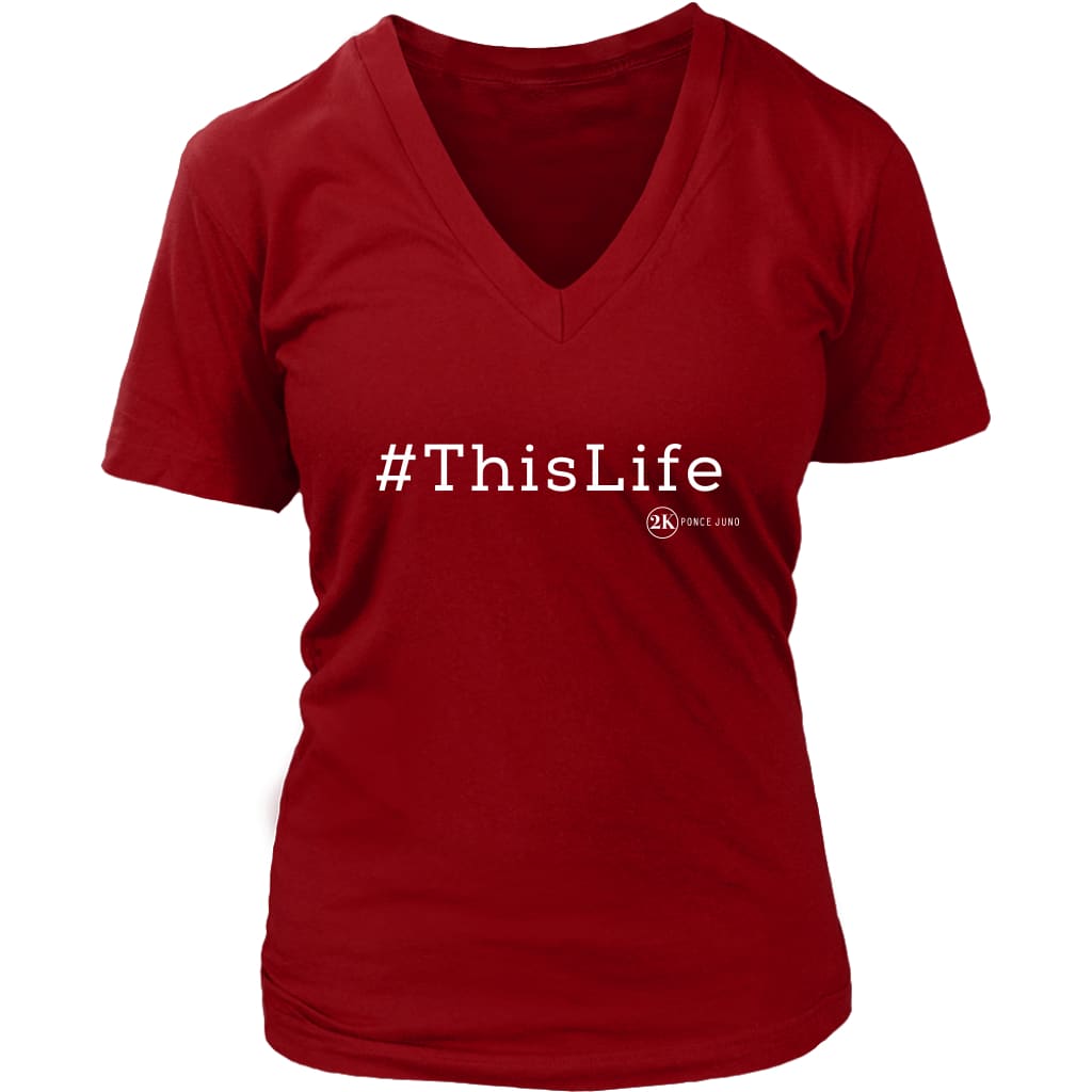 #ThisLife Womens V-Neck - Red / S